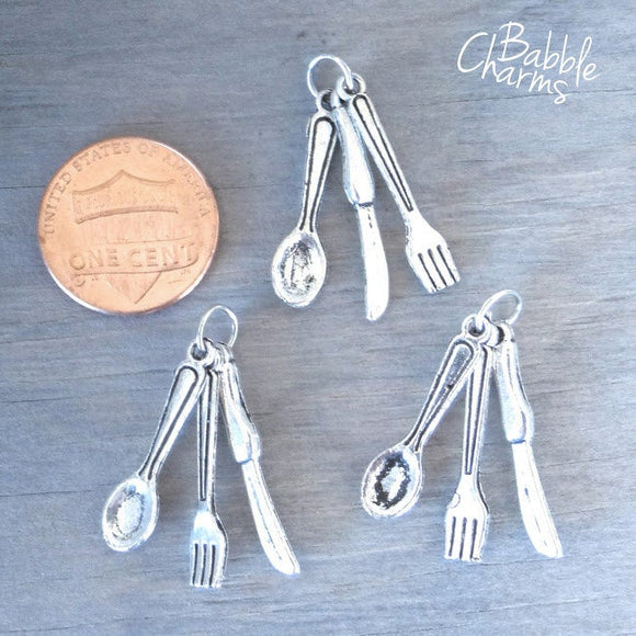 12 pc Utensil charm, fork knife and spoon charms, charm, Alloy charm very high quality..Perfect for jewery making and other DIY projects