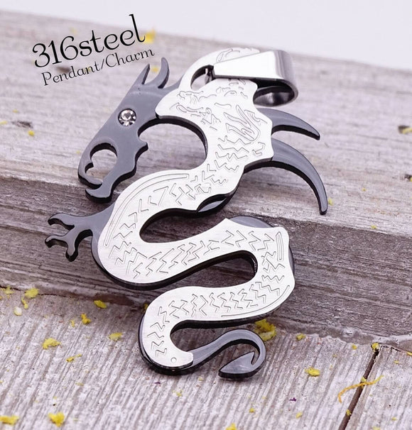 Dragon pendant, steel pendant, stainless steel, high quality..Perfect for jewery making and other DIY projects
