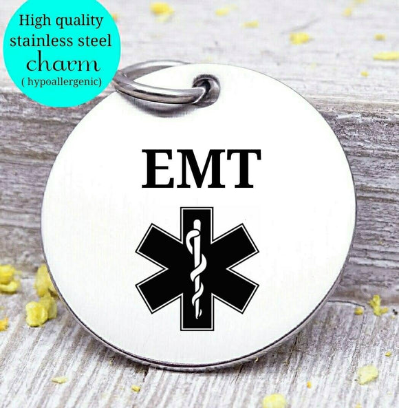 EMT, Medical technician  charm, emt, paramedic, emt charm, Steel 20mm very high quality..Perfect for DIY projects