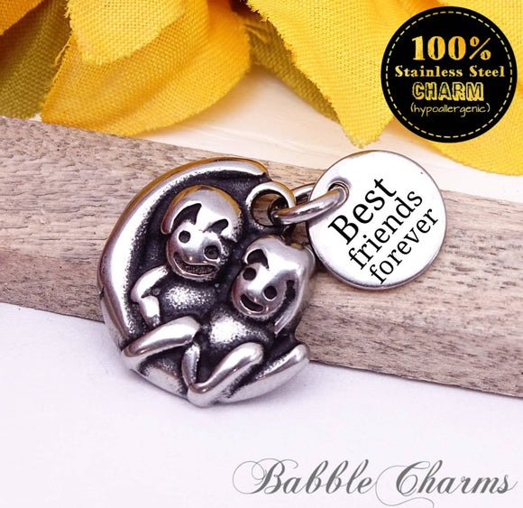 Best friends stainless steel charm, best buds charm, friends charm, bff charm, best buds, Charms, wholesale charm, alloy charm