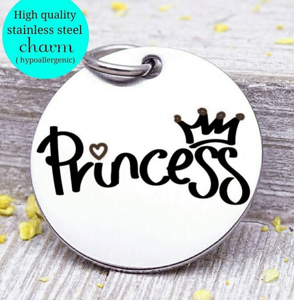 Princess, princess charm, little princess charm, Steel charm 20mm very high quality..Perfect for DIY projects