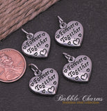 2 pc Forever Together charm, heart charms. stainless steel charm ,very high quality.Perfect for jewery making and other DIY projects