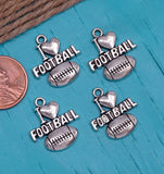 12 pc I love Football charm, football Charm, football, Charms, wholesale charm, alloy charm