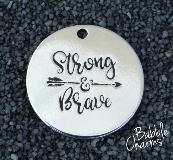Strong & Brace charm, strong and brave, boho charm, Alloy charm 20mm very high quality..Perfect for jewery making and other DIY projects #97