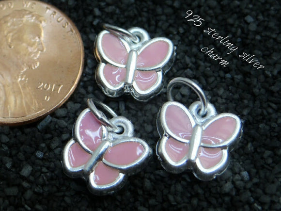 Sterling Silver pink butterfly charm, butterfly charm, sterling silver, high quality..Perfect for jewery making and other DIY projects