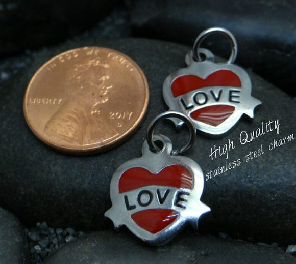 Heart charm, Love heart charm, steel charm 15mm very high quality..Perfect for jewery making and other DIY projects