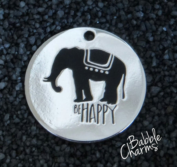 Be happy charm, be happy, elephant, boho charm, Alloy charm 20mm very high quality..Perfect for jewery making and other DIY projects #187