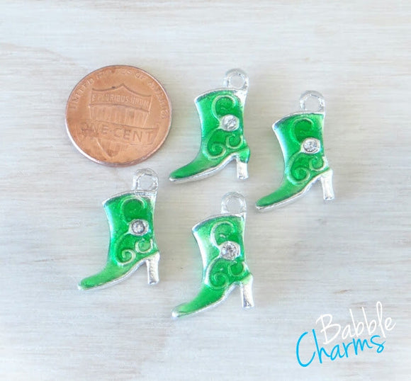 12 pc Cowboy Boot Charm, Green Cowboy boot, Cowgirl Boot Charm, Charms, wholesale charm