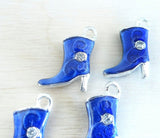 12 pc Cowboy Boot Charm, blue Cowboy boot, Cowgirl Boot Charm, Charms, wholesale charm
