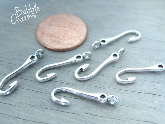 12 pc Hook, small hook , hook charm. Alloy charm, very high quality.Perfect for jewery making and other DIY projects