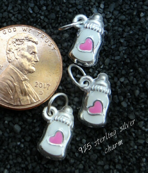 Sterling Silver baby bottle charm, sterling silver charm, sterling silver, high quality..Perfect for jewery making and other DIY projects