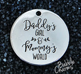 Daddy's girl and Mommy's world charm, daddy's girl, Alloy charm 20mm very high quality..Perfect for jewery making & other DIY projects #152