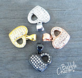 Cubic Zirconium heart charm, CZ charm, stainless steel, high quality..Perfect for jewery making and other DIY projects