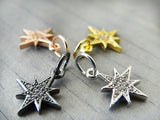 Cubic Zirconium star charm, CZ charm, stainless steel, high quality..Perfect for jewery making and other DIY projects
