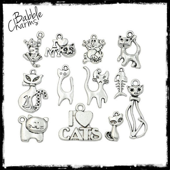 13 pc Mixed lot of cat charm, mixed charms, Alloy charms,very high quality.Perfect for jewery making and other DIY projects