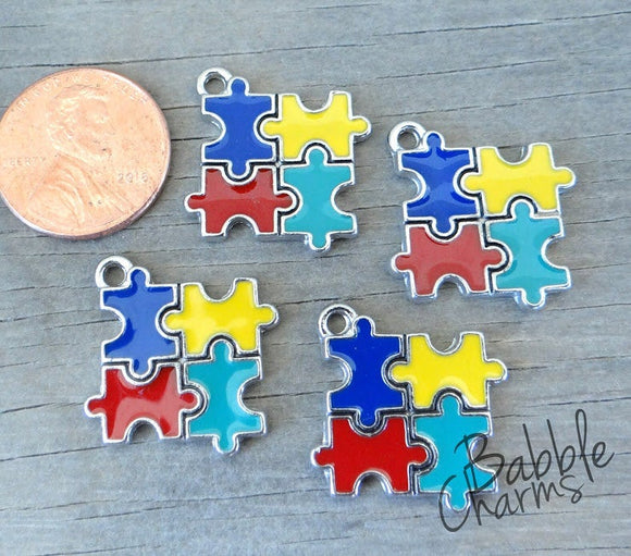 2 pc Autism charm, autism, puzzle charm, alloy autism charm, wholesale charm, alloy charm