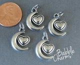 12 pc Heart charm, heart charm, heart moon charm, moon charm. Alloy charm, very high quality.Perfect for jewery making & other DIY projects