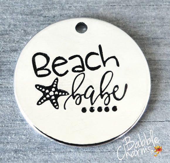 Beach babe, beach babe charm, i love the beach, Alloy charm 20mm high quality. Perfect for jewery making and other DIY projects