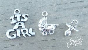It's a girl charm, it's a girl, new baby charms. Alloy charm ,very high quality.Perfect for jewery making and other DIY projects