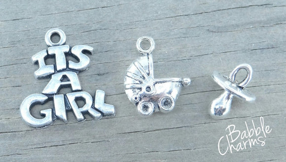 It's a girl charm, it's a girl, new baby charms. Alloy charm ,very high quality.Perfect for jewery making and other DIY projects