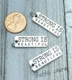 12 pc Strong is Beautiful charm, strength charms. Alloy charm, very high quality.Perfect for jewery making and other DIY projects