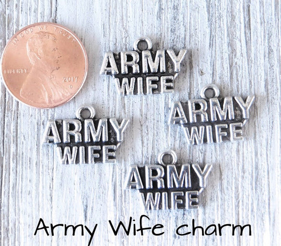 12 pc Army wife charm, army wife, army, military mom charm. Alloy charm, very high quality.Perfect for jewery making and other DIY projects
