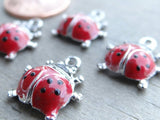 12 pc Ladybug,ladybug charm, enamel ladybug charm, bug charm, insect charm, wholesale charms