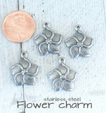 2 pc Flower charm, flower charms. stainless steel charm ,very high quality.Perfect for jewery making and other DIY projects
