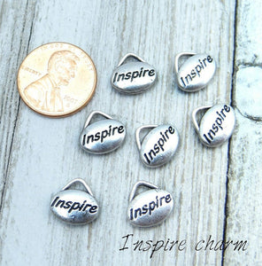 12 pc Inspire charm, inspire, word charms. Alloy charm ,very high quality.Perfect for jewery making and other DIY projects