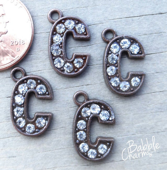 Initial charm, C letter charm, rhinestone initial. Alloy charm ,very high quality.Perfect for jewery making and other DIY projects