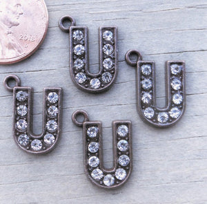 Initial charm. U letter charm, rhinestone initial. Alloy charm ,very high quality.Perfect for jewery making and other DIY projects