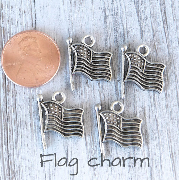 12 pc Flag, usa flag charm, flag charms. Alloy charm ,very high quality.Perfect for jewery making and other DIY projects