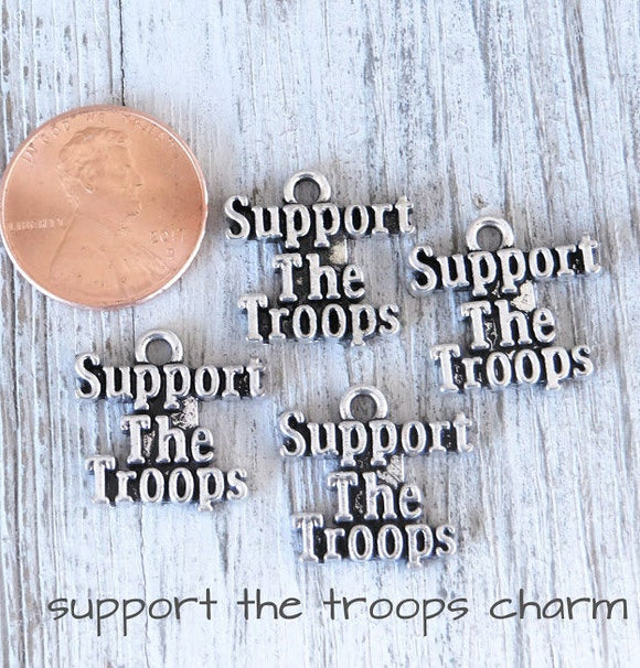 12 pc Support the Troops, troops, military support, charms. Alloy charm ,very high quality.Perfect for jewery making and other DIY projects