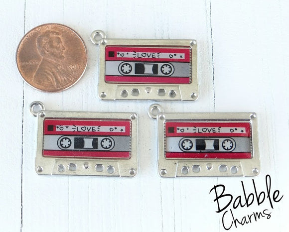 12 pc Cassette tape charm, cassette tape charms. Alloy charm ,very high quality.Perfect for jewery making and other DIY projects