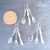 12 pc Utensil charm, fork knife and spoon charms, charm, Alloy charm very high quality..Perfect for jewery making and other DIY projects