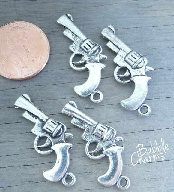 12 pc Gun charm, revolver charm, pistol charm. Alloy charm, very high quality.Perfect for jewery making and other DIY projects