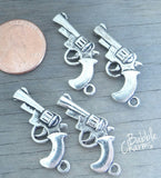 12 pc Gun charm, revolver charm, pistol charm. Alloy charm, very high quality.Perfect for jewery making and other DIY projects