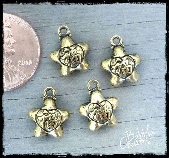 12 pc Star, star charm. Alloy charm, very high quality.Perfect for jewery making and other DIY projects