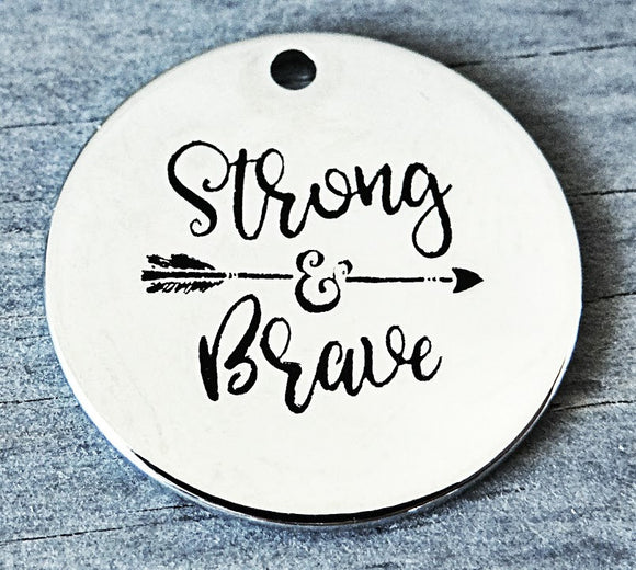 Stonr and brave, strong and brave charm, boho arrow charm, Alloy charm 20mm very high quality..Perfect for DIY projects
