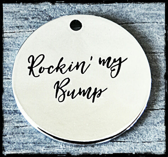 Rockin my bump, pregnant, bump charm, Alloy charm 20mm very high quality..Perfect for DIY projects #79