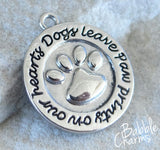 Dogs leave paw prints on our hearts, dog, paw charm, Alloy charm 20mm very high quality..Perfect for DIY projects