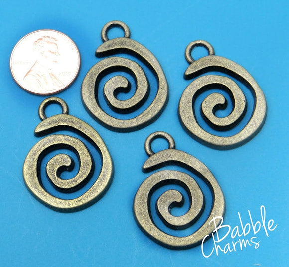 12 pc Spiral charm, swirl, swirl charm, bronze charm. Alloy charm, very high quality.Perfect for jewery making and other DIY projects