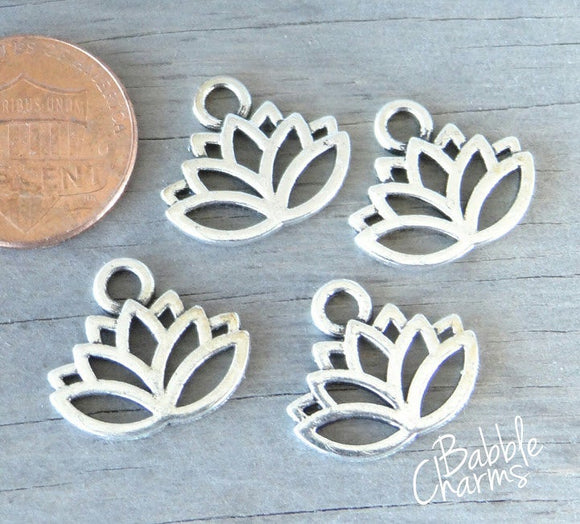 12 pc Lotus , Lotus Flower charm, flower charms. Alloy charm ,very high quality.Perfect for jewery making and other DIY projects