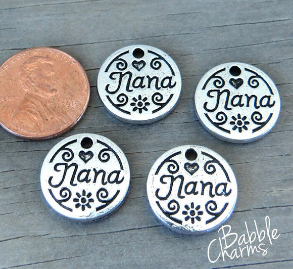 12 pc Nana charm, nana, love my nana. Alloy charm, very high quality.Perfect for jewery making and other DIY projects