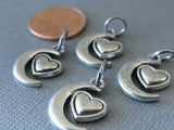 12 pc Heart charm, heart charm, heart moon charm, moon charm. Alloy charm, very high quality.Perfect for jewery making & other DIY projects