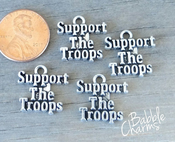 12 pc Support the Troops charm, soldier charm, military charm. Alloy, very high quality.Perfect for jewery making and other DIY projects