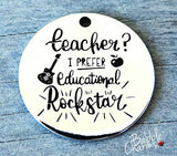 Teacher charm, educational rockstar, teacher, boho charm, Alloy charm 20mm high quality. Perfect for jewery making & other DIY projects #48