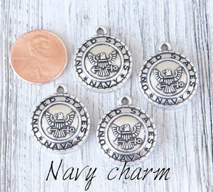 12 pc Navy charm, Navy, military charm. Alloy charm, very high quality.Perfect for jewery making and other DIY projects