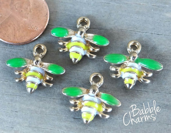 12 pc Bee Charm, bee charms, enamel bee charm, wholesale charm, charm, insect charm