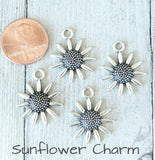 12 pc Sunflower charm, flower charms. Alloy charm ,very high quality.Perfect for jewery making and other DIY projects
